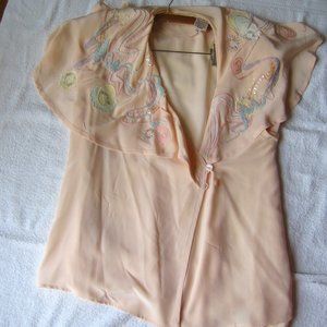 Marc D'Alcy Silk Beaded Blouse Made In Hong Kong